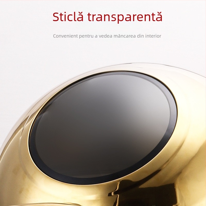 Cuptor bufet din oțel inoxidabil, rotund, cu capac rabatabil vizual și ridicare hidraulică, patru picioare, auto-servire, încălzire electrică sau cu alcool, model de lux pentru hotel, imprimare logo disponibil