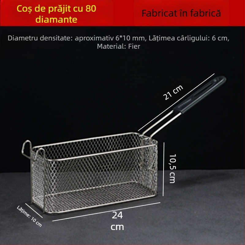 Friteuză electrică cu coș de control al uleiului, filtru de ulei pătrat și plasă densă pentru prăjit – construcție metalică