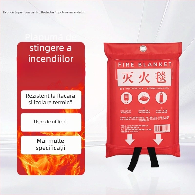 Pătură de incendiu din fibră de sticlă – rezistentă la flăcări, la temperaturi înalte, reutilizabilă, marca Jijun, model personalizabil