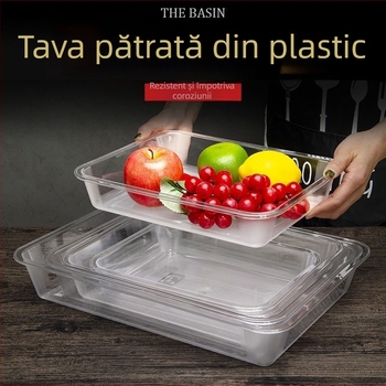 Tavă adâncă pătrată din policarbonat, turnare monobloc, stil modern simplu, necompatibilă cu microunde