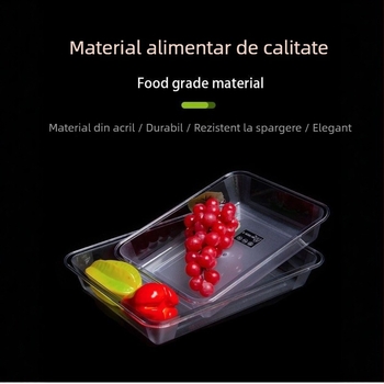 Tavă adâncă pătrată din policarbonat, turnare monobloc, stil modern simplu, necompatibilă cu microunde