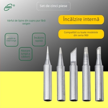 Vârfuri de lipit din seria 900M — cupru pur, încălzire internă, compatibile cu stația 936, set de 5 sau 12 vârfuri