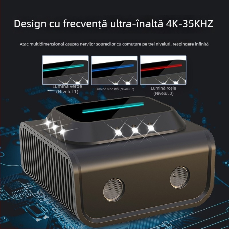 Repeller ultrasonic pentru rozătoare și țânțari, model B02, 220V, 20–65 kHz, 15W