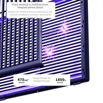 Lampă portabilă pentru țânțari cu tub UV, acoperire 11–20 m², 1800V tensiune rețea, baterie încorporată 3000–4000 mAh, autonomie >12h