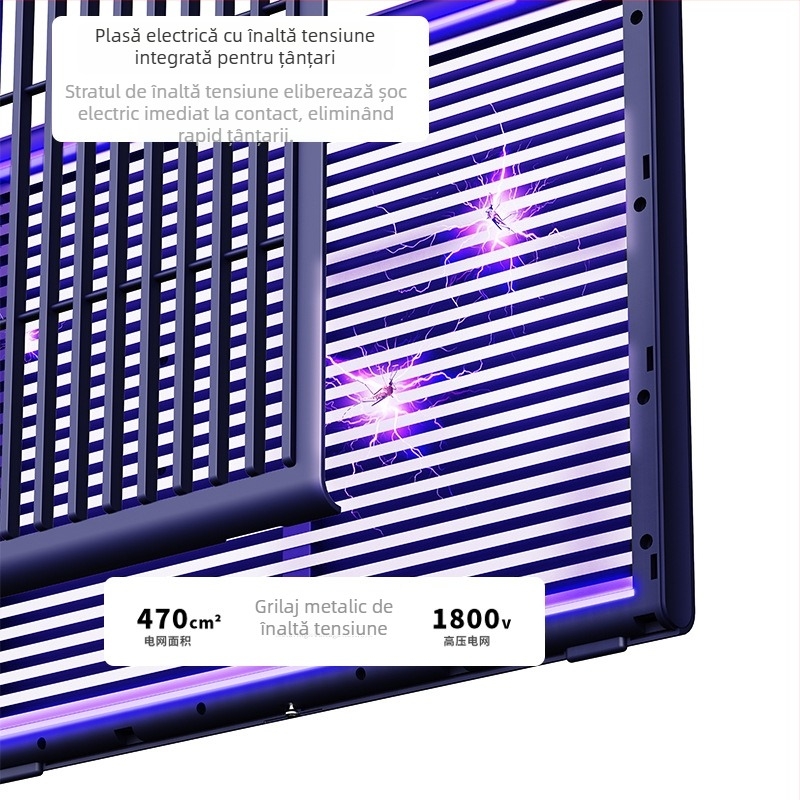 Lampă portabilă pentru țânțari cu tub UV, acoperire 11–20 m², 1800V tensiune rețea, baterie încorporată 3000–4000 mAh, autonomie >12h