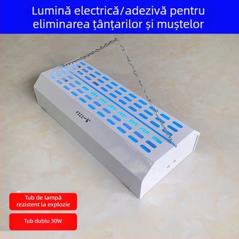 Lampa Yiji pentru eliminarea țânțarilor și muștelor, șoc electric și metodă lipicioasă, tip de montare suspendat, carcasă ABS, potrivită pentru spații peste 61 m²