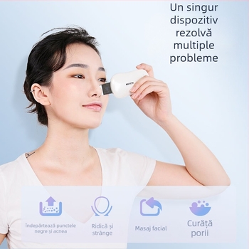 TOUCHBeauty aparat ultrasonor pentru curățare facială și eliminare a punctelor negre — portabil, rezistent la apă IPX8, baterie încorporată 300–500 mAh