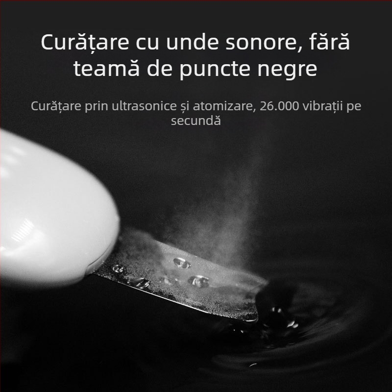 TOUCHBeauty aparat ultrasonor pentru curățare facială și eliminare a punctelor negre — portabil, rezistent la apă IPX8, baterie încorporată 300–500 mAh