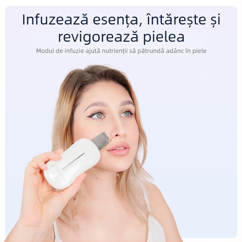 TOUCHBeauty aparat ultrasonor pentru curățare facială și eliminare a punctelor negre — portabil, rezistent la apă IPX8, baterie încorporată 300–500 mAh
