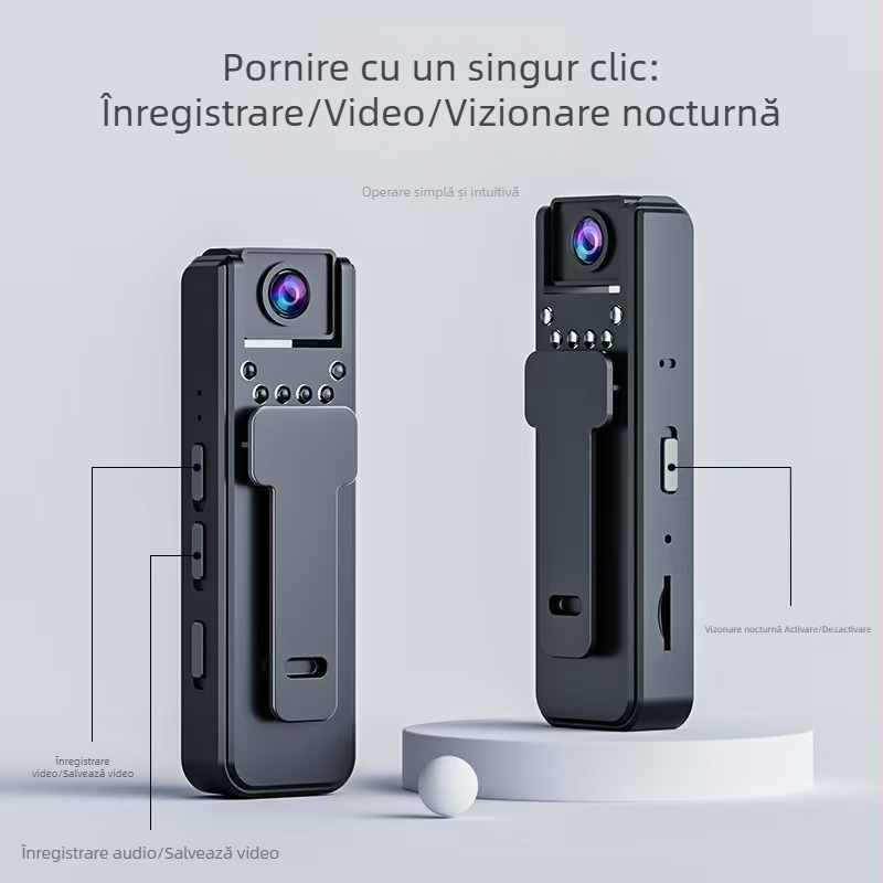 A8 Cameră clip-on pentru înregistrare directă, card TF, baterie 1–3 h, corp din PC, senzor ≤1 MP