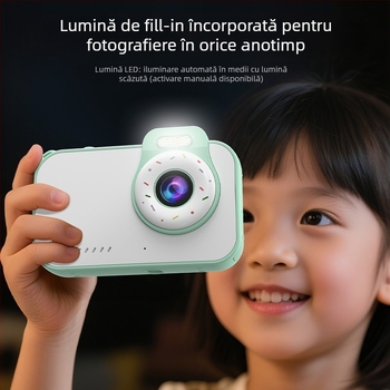 Cameră digitală pentru copii, rezistentă la apă, cu design de desen animat – 4K HD, 12MP, zoom optic 16x, obiectiv tip periscop, stabilizare electronică a imaginii