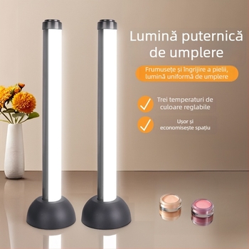Lumină LED cu două rânduri pentru streaming live, suport de birou – iluminare de înfrumusețare pentru bărbie/gât și păr