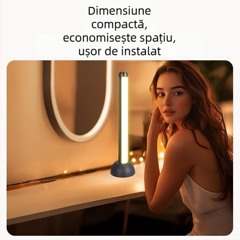 Lumină LED cu două rânduri pentru streaming live, suport de birou – iluminare de înfrumusețare pentru bărbie/gât și păr