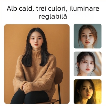 Lumină LED cu două rânduri pentru streaming live, suport de birou – iluminare de înfrumusețare pentru bărbie/gât și păr