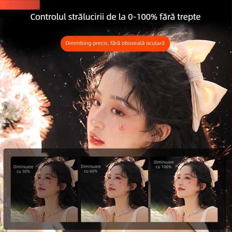 Lampa LED de umplere pentru studio – model Hair fill light; putere 51–100W, 110V, temperatură de culoare reglabilă 2500K–9900K, trei temperaturi de culoare, utilizare verticală pentru live streaming și fotografie