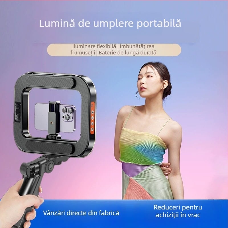 Lumină inelară RGB – manual, portabilă pentru live pe telefon, lumină soft pentru înfrumusețare și fotografie, lampă de selfie de birou