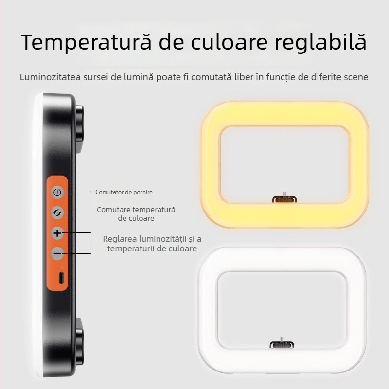 Lumină inelară RGB – manual, portabilă pentru live pe telefon, lumină soft pentru înfrumusețare și fotografie, lampă de selfie de birou
