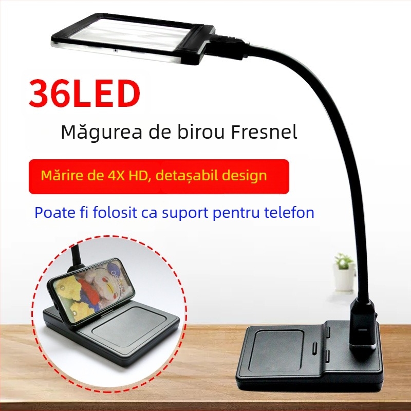 Suport pentru telefon cu lupă Fresnel pentru birou, lupă detașabilă pentru mână, model F8913T, marcă Star
