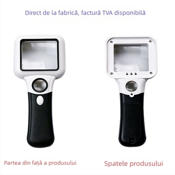Lupa manuală TH-6018 cu mărire în două etape 5x/45x, 3 LED + lampă UV, ABS + acrilic