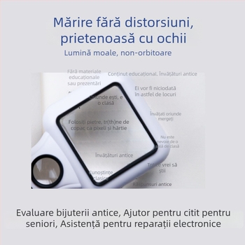 Lupa manuală TH-6018 cu mărire în două etape 5x/45x, 3 LED + lampă UV, ABS + acrilic