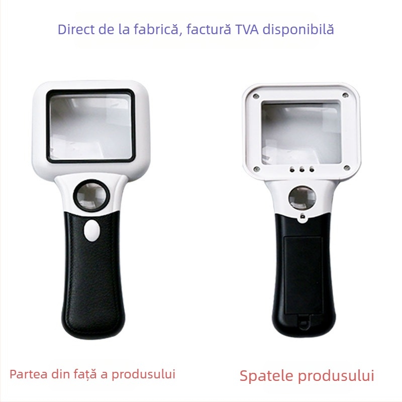 Lupa manuală TH-6018 cu mărire în două etape 5x/45x, 3 LED + lampă UV, ABS + acrilic