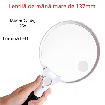 Lupa portabilă Ance cu 3 LED-uri, măriri 2x/4x/25x, pentru citire și inspectare