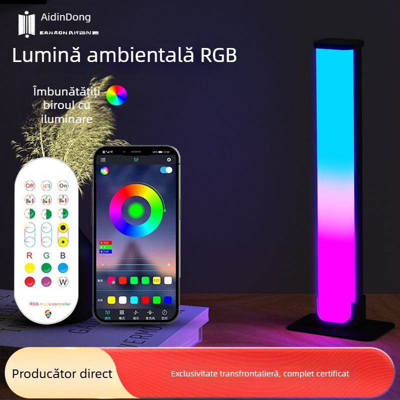 Lumină ambientală USB pentru birou, Bluetooth cu 24 taste, control prin aplicație, captură muzicală prin aplicație, montaj pe pilon