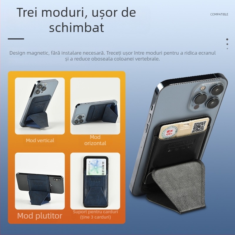 Arctic Titan suport magnetic pentru telefon și staționare pliabilă – portabil, ultra-subțire, cu adeziv pe spate pentru husă cu carduri