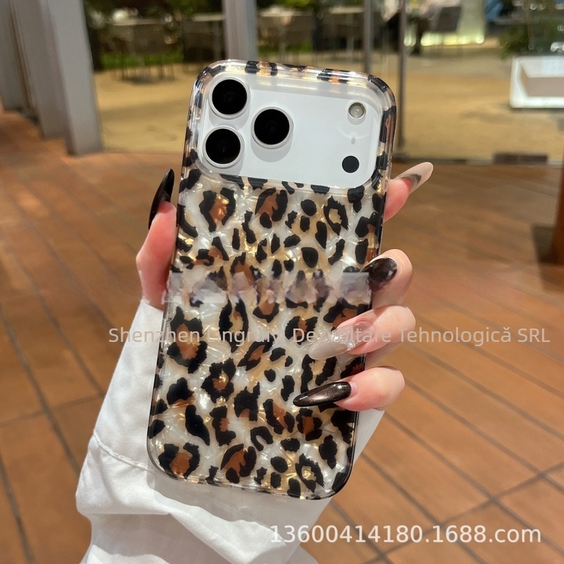 Husă de telefon cu imprimeu leopard, acoperire completă, pentru Apple iPhone IP17 serie și IP16E – TPU, Cadru turnat prin injecție, stil minimalist