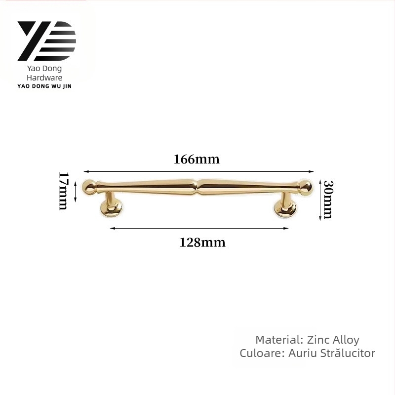 Yaodong 2092 Mâner pentru ușă de dulap — aliaj de zinc, acoperire electroplată, hardware mobilier modern minimalist
