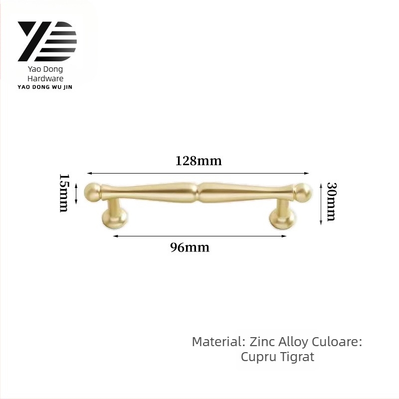 Yaodong 2092 Mâner pentru ușă de dulap — aliaj de zinc, acoperire electroplată, hardware mobilier modern minimalist