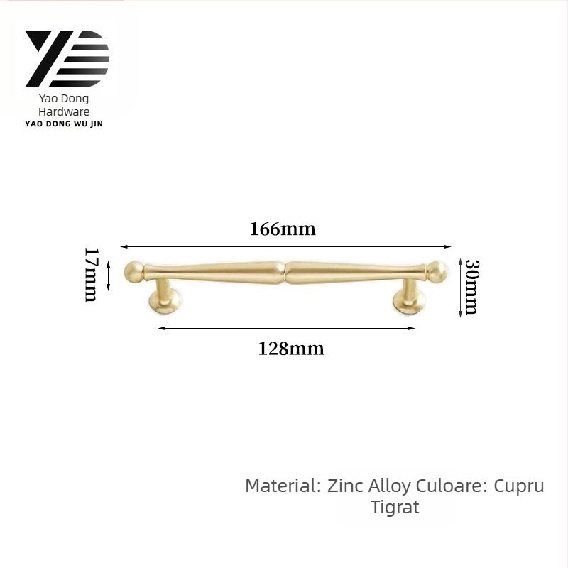 Yaodong 2092 Mâner pentru ușă de dulap — aliaj de zinc, acoperire electroplată, hardware mobilier modern minimalist
