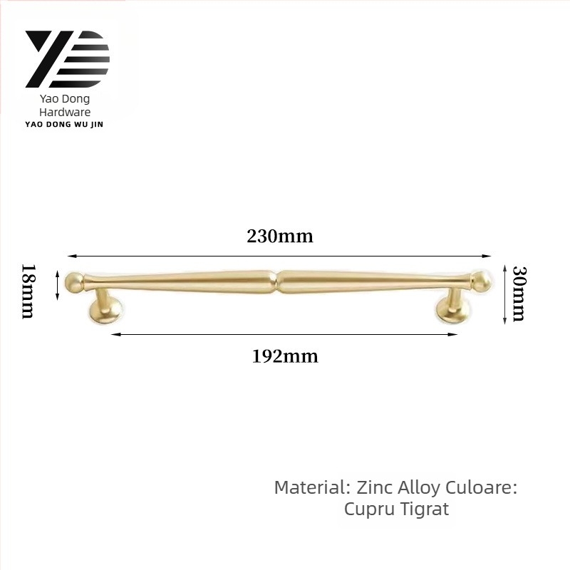 Yaodong 2092 Mâner pentru ușă de dulap — aliaj de zinc, acoperire electroplată, hardware mobilier modern minimalist