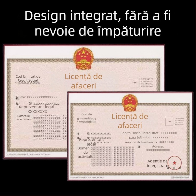 Portcard din piele pentru certificat de tutun (copie originală), ramă de perete pentru licențe de afaceri și igienă alimentară, stil ins wind
