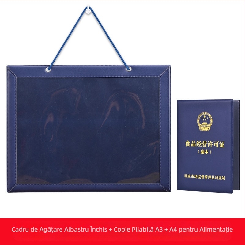 Portcard din piele pentru certificat de tutun (copie originală), ramă de perete pentru licențe de afaceri și igienă alimentară, stil ins wind