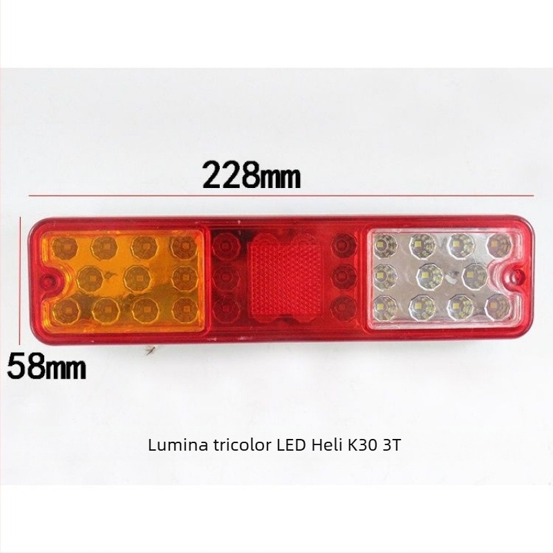 Lumină spate tricolor pentru staționar – semnal de direcție, lumină de frână, lumină anti-coliziune, 12V/24V, 5000 lm