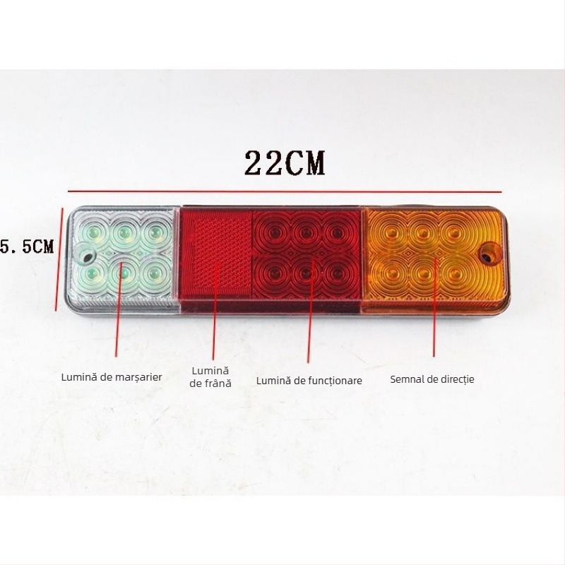 Lumină spate tricolor pentru staționar – semnal de direcție, lumină de frână, lumină anti-coliziune, 12V/24V, 5000 lm