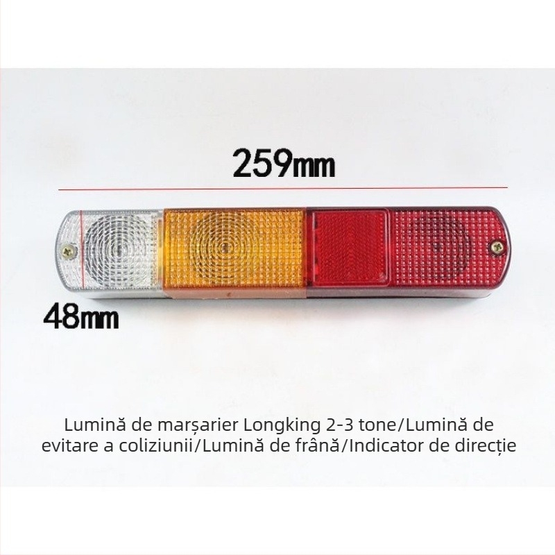 Lumină spate tricolor pentru staționar – semnal de direcție, lumină de frână, lumină anti-coliziune, 12V/24V, 5000 lm