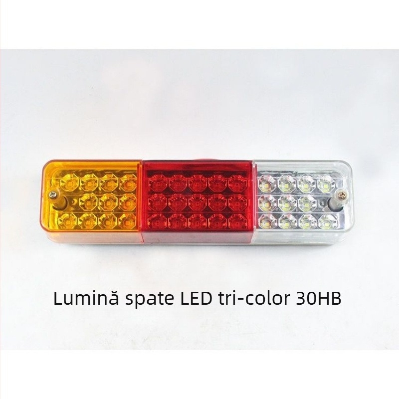 Lumină spate tricolor pentru staționar – semnal de direcție, lumină de frână, lumină anti-coliziune, 12V/24V, 5000 lm