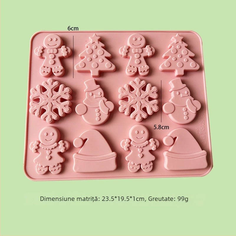 Formă din silicon pentru Moș Crăciun și Brad – Multifuncțională pentru cofetărie, mousse de ciocolată, lumânare, ipsos și săpun