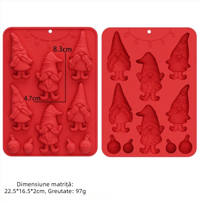 Formă din silicon pentru Moș Crăciun și Brad – Multifuncțională pentru cofetărie, mousse de ciocolată, lumânare, ipsos și săpun