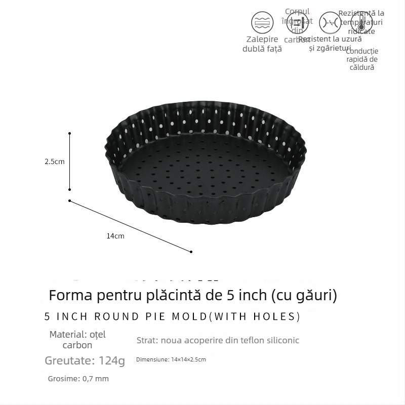 Formă pentru prăjituri din oțel cu carbon înalt, rotundă, antiaderentă, cu fund detașabil
