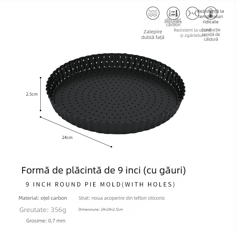 Formă pentru prăjituri din oțel cu carbon înalt, rotundă, antiaderentă, cu fund detașabil