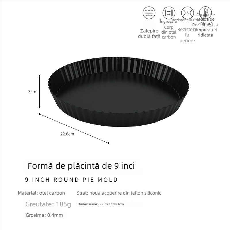 Formă pentru prăjituri din oțel cu carbon înalt, rotundă, antiaderentă, cu fund detașabil