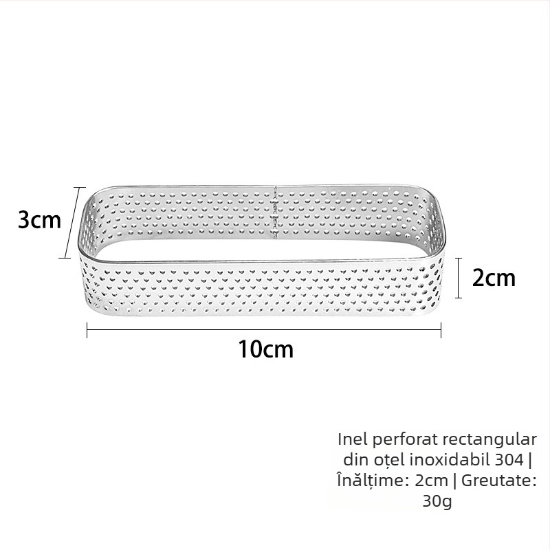 Inel dreptunghiular pentru tartă din oțel inoxidabil, formă de copt pentru tartă și mousse