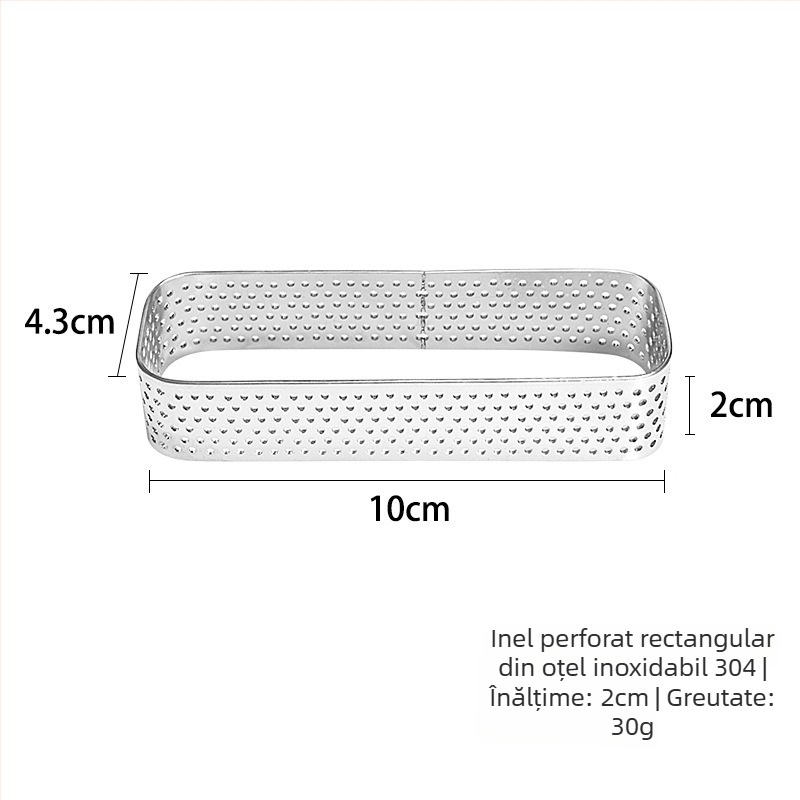 Inel dreptunghiular pentru tartă din oțel inoxidabil, formă de copt pentru tartă și mousse