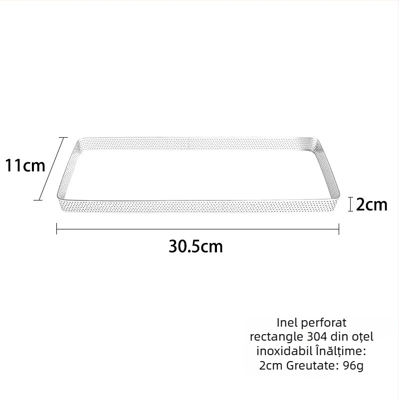 Inel dreptunghiular pentru tartă din oțel inoxidabil, formă de copt pentru tartă și mousse