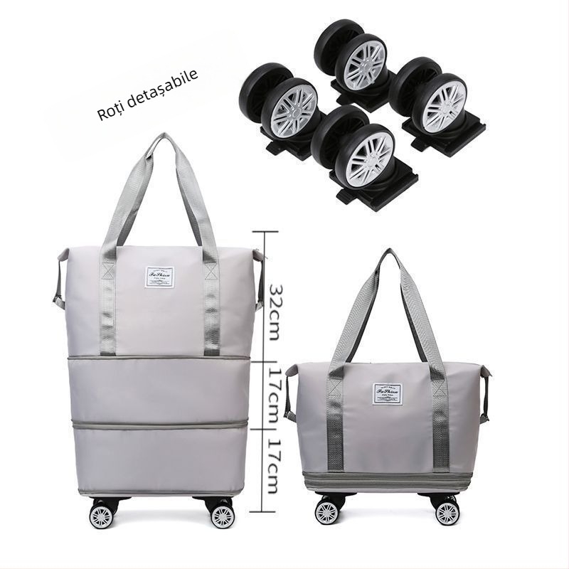 Geantă de călătorie cu design în trei straturi, capacitate extensibilă, material PU, căptușeală din pânză, capacitate sub 20 L