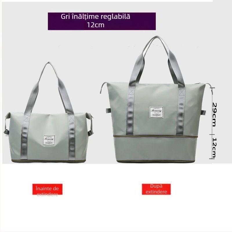 Geantă de călătorie cu design în trei straturi, capacitate extensibilă, material PU, căptușeală din pânză, capacitate sub 20 L