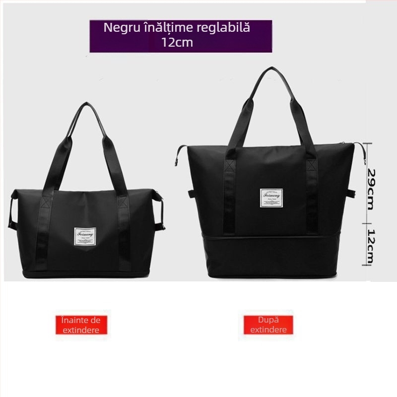 Geantă de călătorie cu design în trei straturi, capacitate extensibilă, material PU, căptușeală din pânză, capacitate sub 20 L